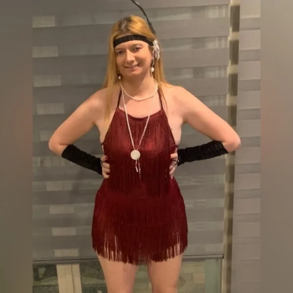 Knotted Backless Fringe Halter Romper - Medium - Picture 5 of 7